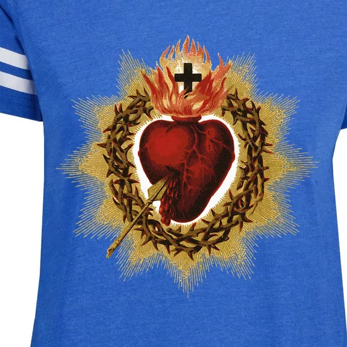 The Sacred Heart Of Jesus Catholic Icon Enza Ladies Jersey Football T-Shirt