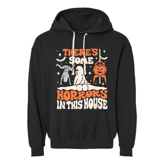 Theres Some Horrors In This House Ghost Pumpkin Halloween Garment-Dyed Fleece Hoodie