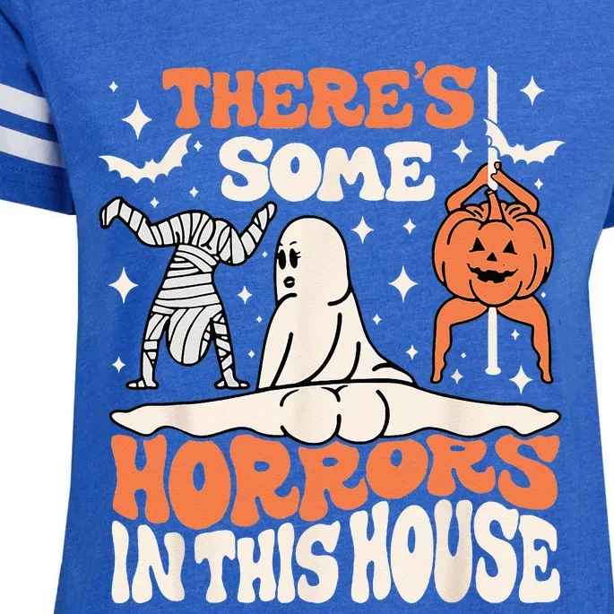 Theres Some Horrors In This House Ghost Pumpkin Halloween Enza Ladies Jersey Football T-Shirt