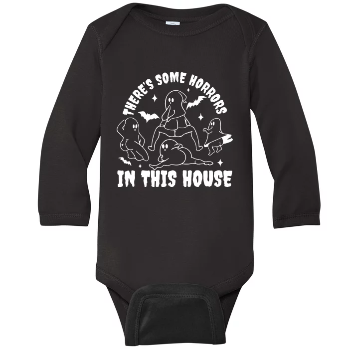 Theres Some Horrors In This House Funny Halloween Baby Long Sleeve Bodysuit