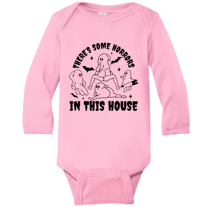 Theres Some Horrors In This House Funny Halloween Baby Long Sleeve Bodysuit