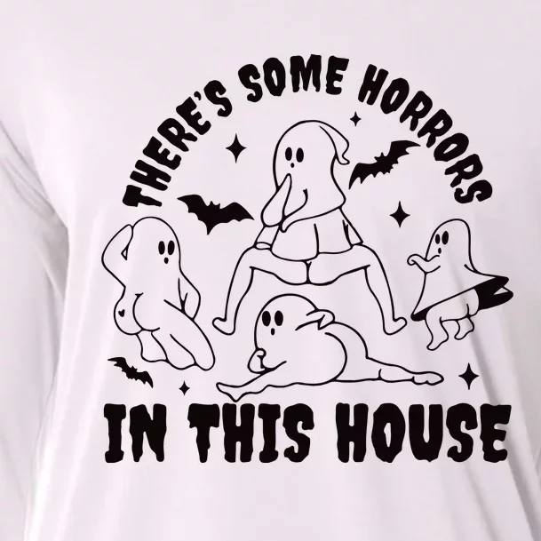 Theres Some Horrors In This House Funny Halloween Cooling Performance Long Sleeve Crew