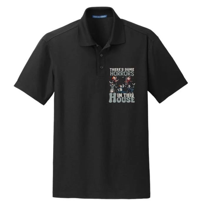 ThereS Some Horrors In This House Halloween Funny Dry Zone Grid Performance Polo