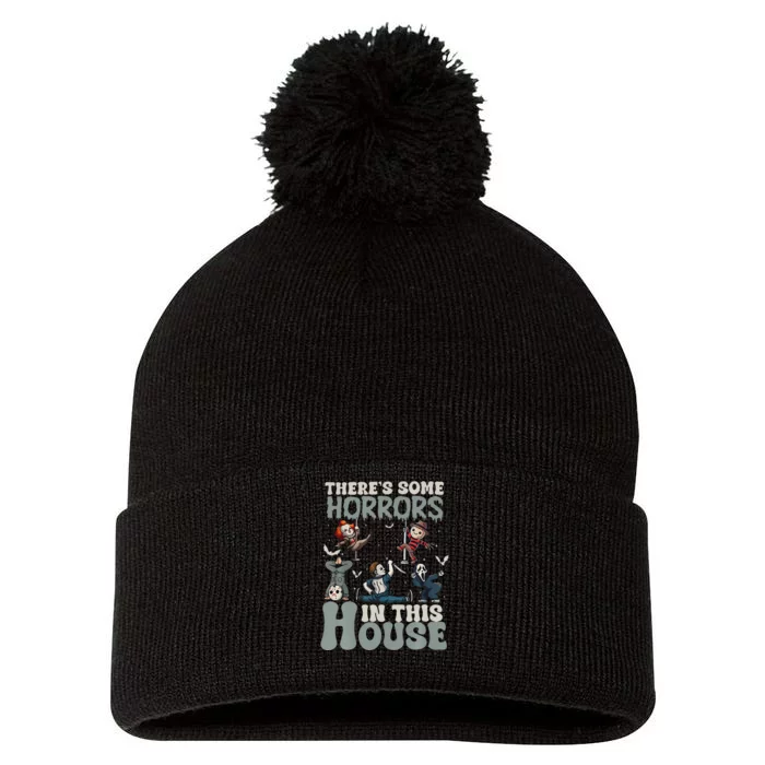 ThereS Some Horrors In This House Halloween Funny Pom Pom 12in Knit Beanie