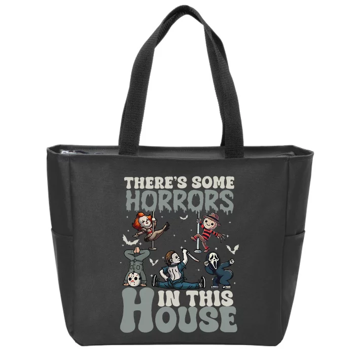 ThereS Some Horrors In This House Funny Horror Characters Zip Tote Bag