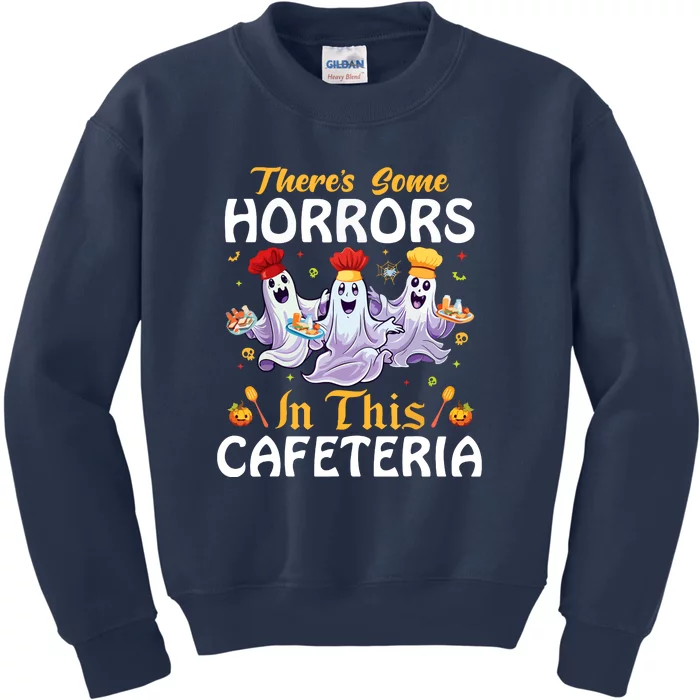 Theres Some Horrors In This Cafeteria Lunch Lady Halloween Gift Kids Sweatshirt