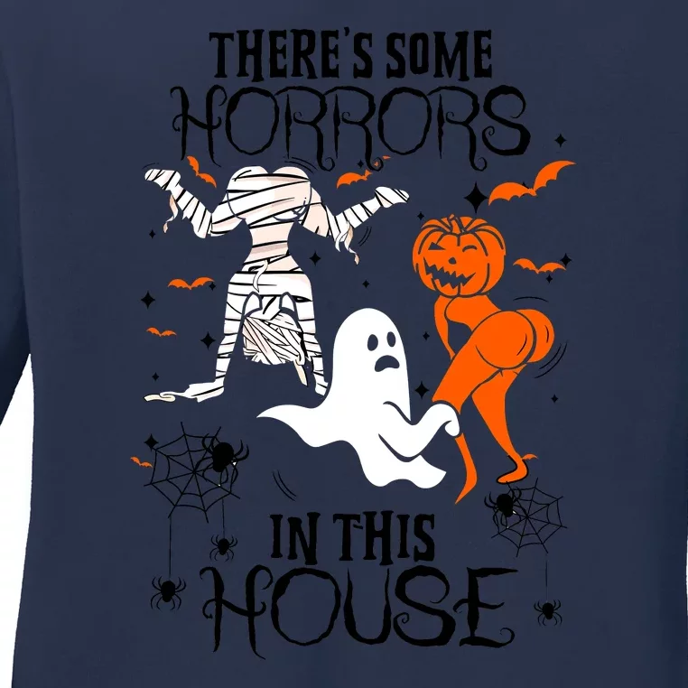 Theres Some Horrors In This House Halloween Gifts Ladies Long Sleeve Shirt