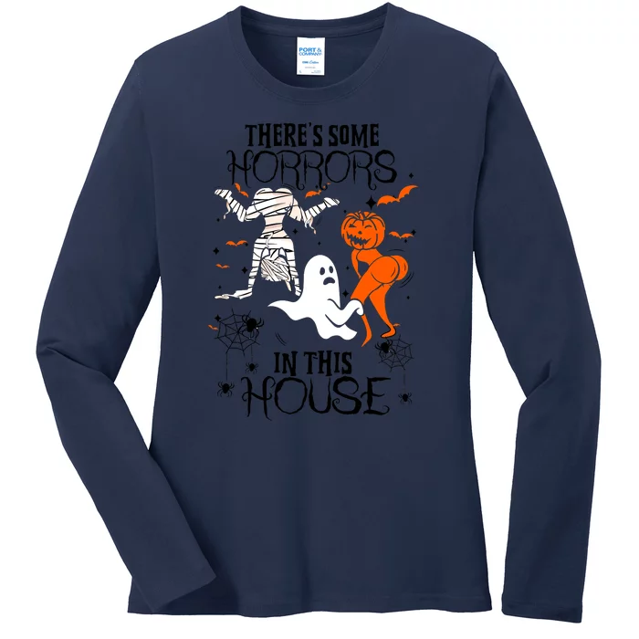 Theres Some Horrors In This House Halloween Gifts Ladies Long Sleeve Shirt