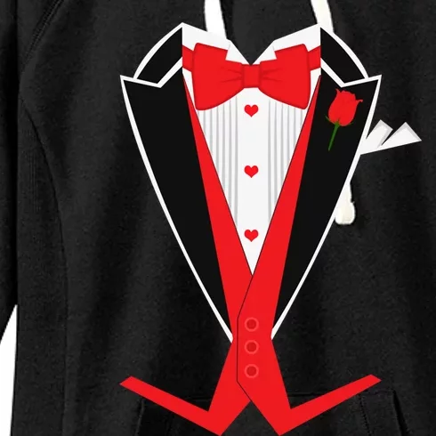 Tuxedo Suit Heart Costume Happy Valentines Day Cool Gift Women's Fleece Hoodie