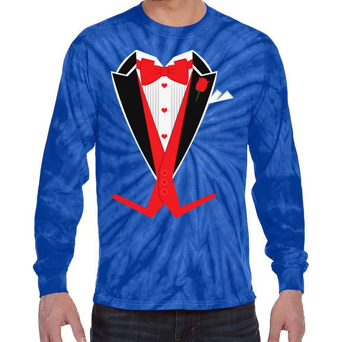 Tuxedo Suit Heart Costume Happy Valentines Day Cool Gift Tie-Dye Long Sleeve Shirt