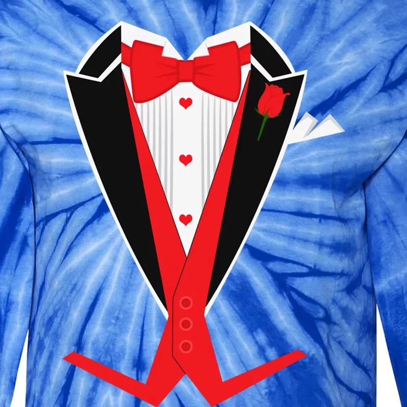 Tuxedo Suit Heart Costume Happy Valentines Day Cool Gift Tie-Dye Long Sleeve Shirt