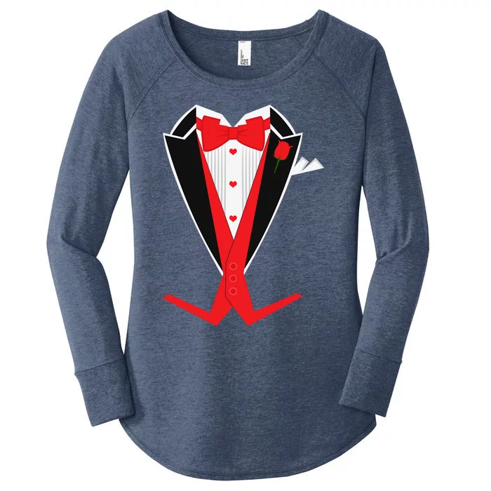 Tuxedo Suit Heart Costume Happy Valentines Day Cool Gift Women's Perfect Tri Tunic Long Sleeve Shirt