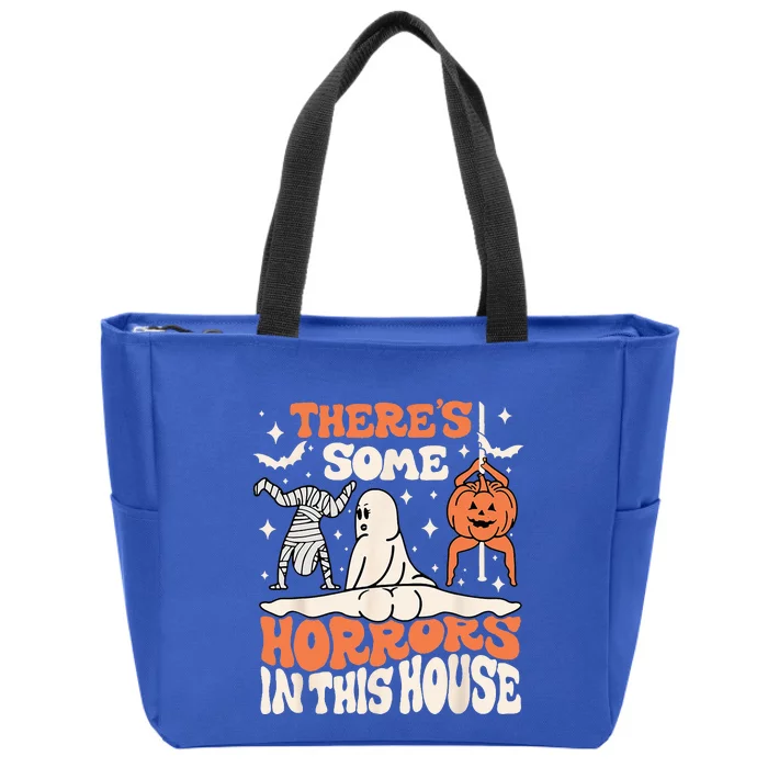 Theres Some Horrors In This House Ghost Pumpkin Halloween Zip Tote Bag