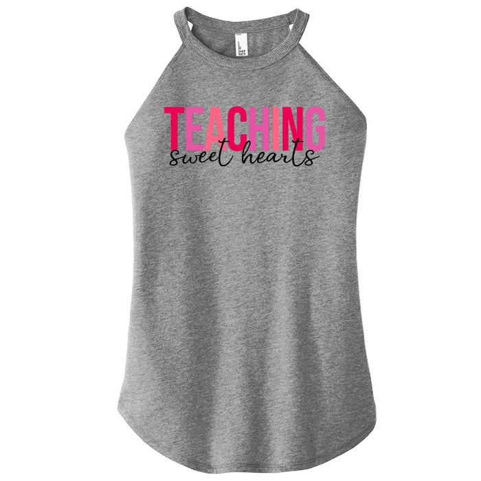 Teaching Sweet Hears Cute Valentine Teacher Women’s Perfect Tri Rocker Tank