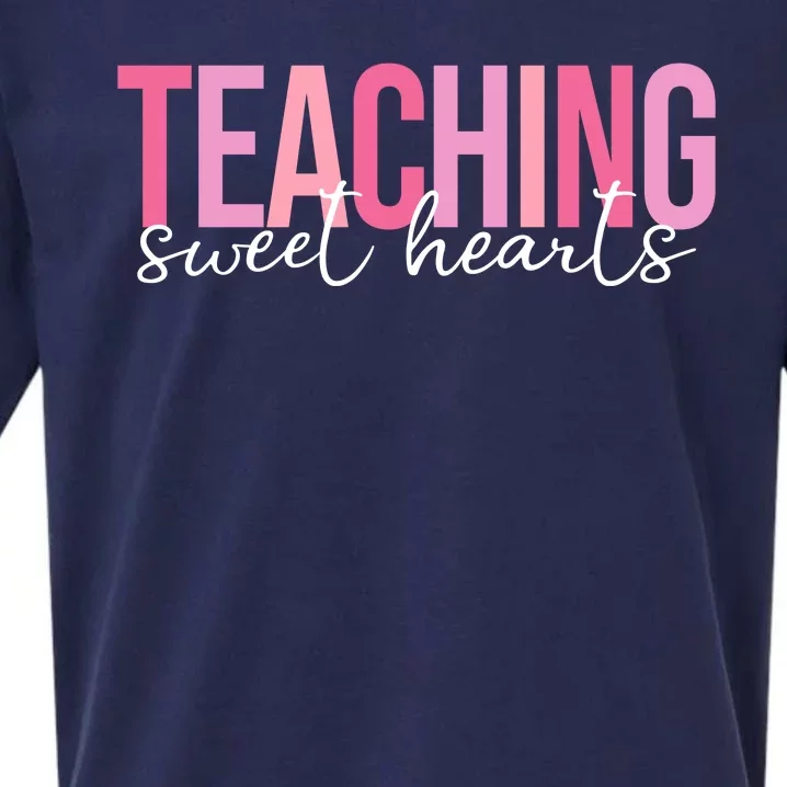 Teaching Sweet Hears Cute Valentine Teacher Sueded Cloud Jersey T-Shirt