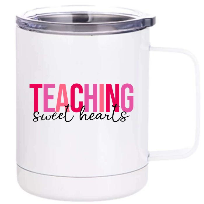 Teaching Sweet Hears Cute Valentine Teacher Front & Back 12oz Stainless Steel Tumbler Cup