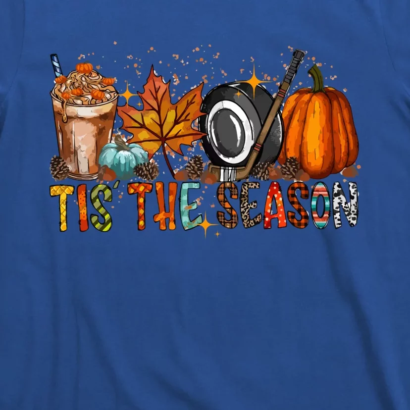 Tis Season Hockey Latte Leaves Hello Pumpkin Halloween Gift T-Shirt