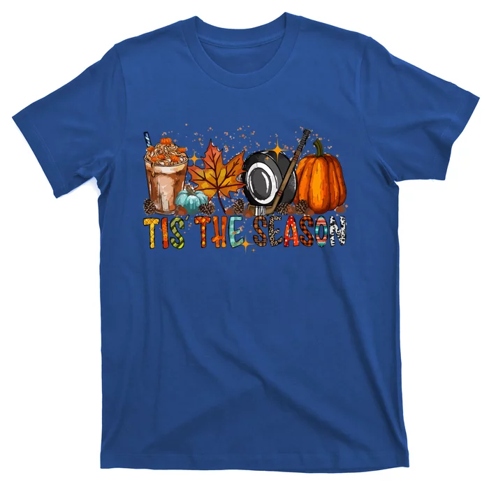 Tis Season Hockey Latte Leaves Hello Pumpkin Halloween Gift T-Shirt