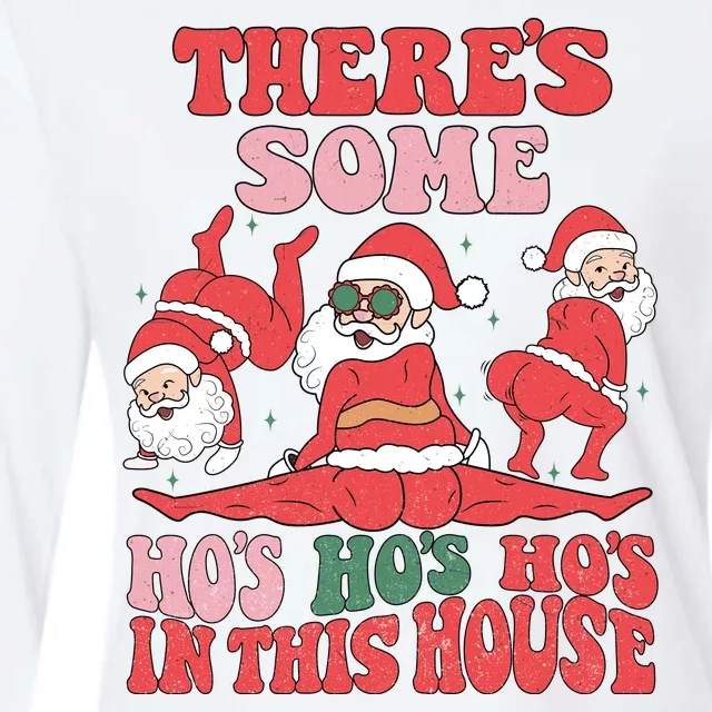 Theres Some Hos In This House Funny Twerk Santa Christmas Womens Cotton Relaxed Long Sleeve T-Shirt