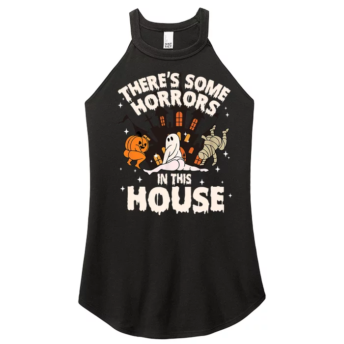 Theres Some Horrors In This House Pumpkin Ghost Halloween Women’s Perfect Tri Rocker Tank