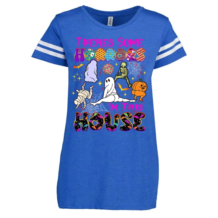 Theres Some Horrors In This House Ghost Pumpkin Halloween Funny Gift Enza Ladies Jersey Football T-Shirt