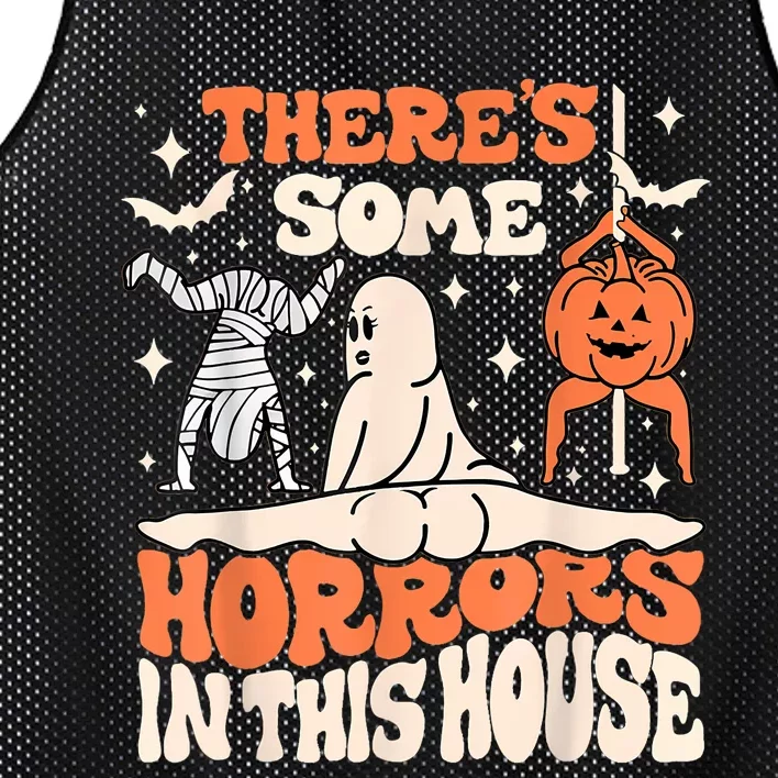 ThereS Some Horrors In This House Ghost Pumpkin Halloween Mesh Reversible Basketball Jersey Tank