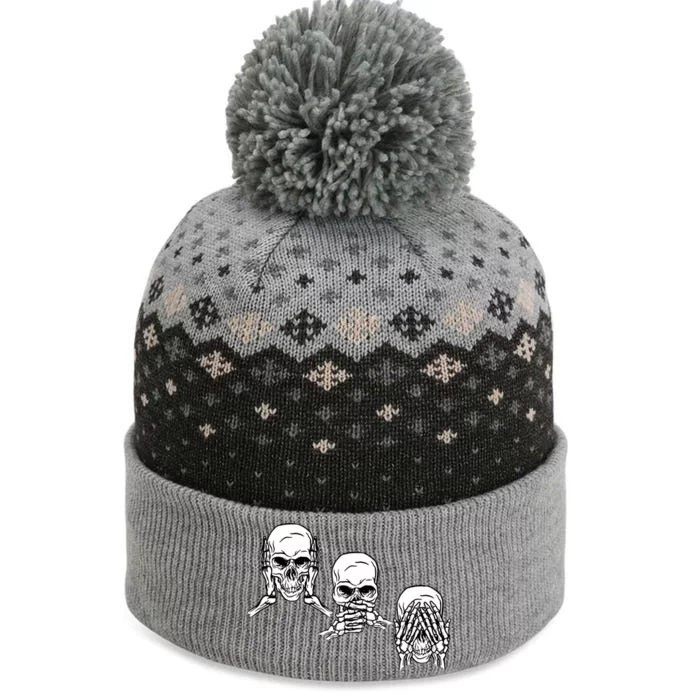 Three Skulls Head The Baniff Cuffed Pom Beanie