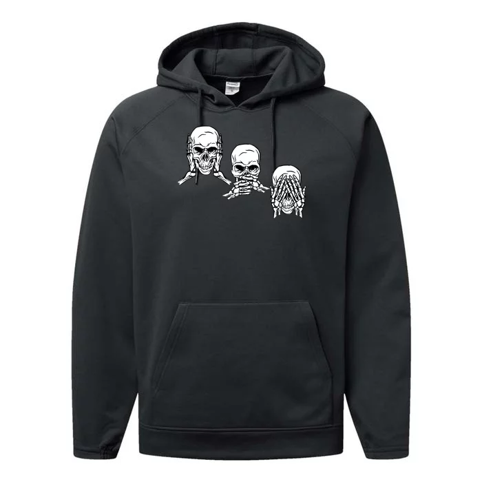 Three Skulls Head Performance Fleece Hoodie