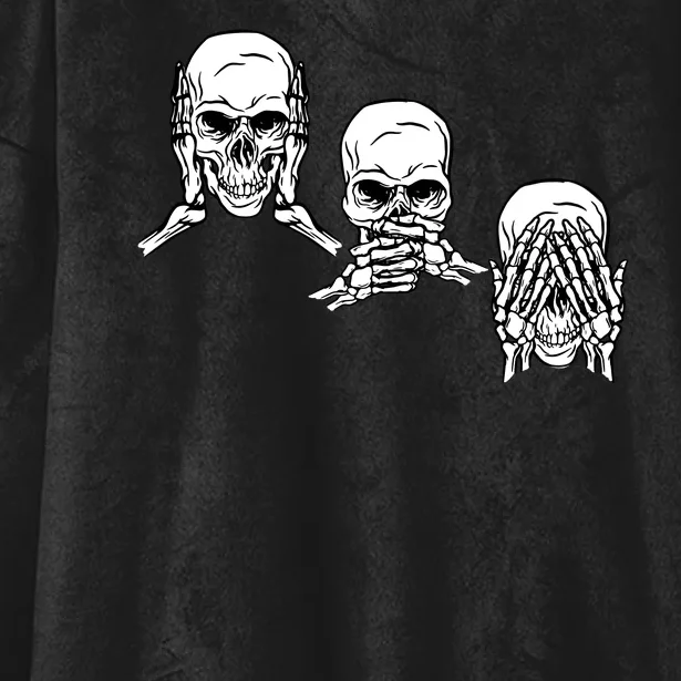 Three Skulls Head Hooded Wearable Blanket