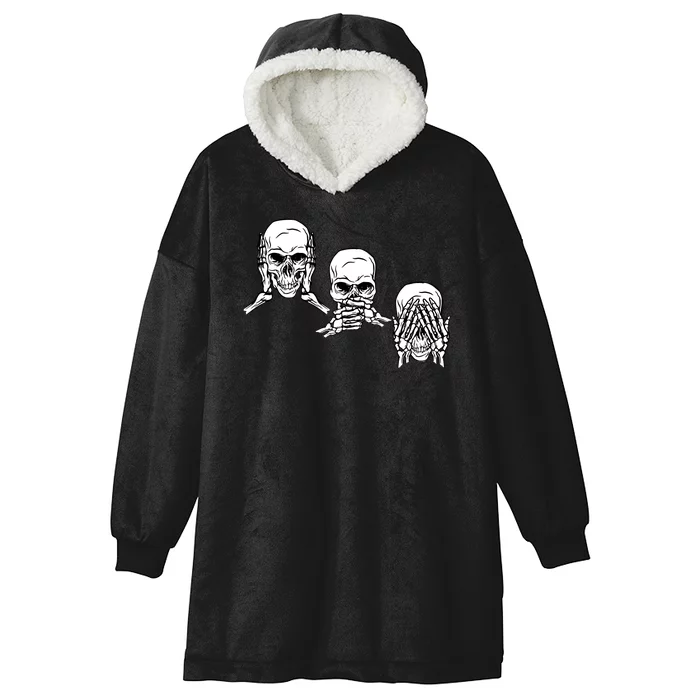 Three Skulls Head Hooded Wearable Blanket