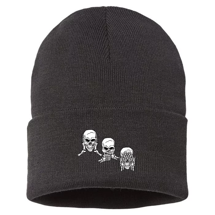 Three Skulls Head Sustainable Knit Beanie