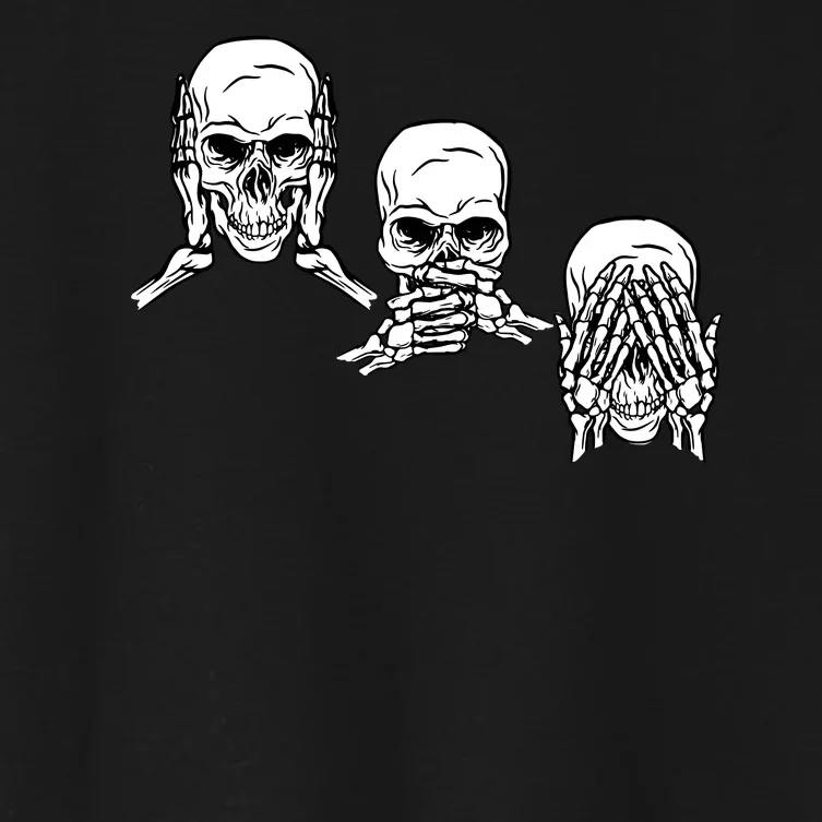 Three Skulls Head Women's Crop Top Tee