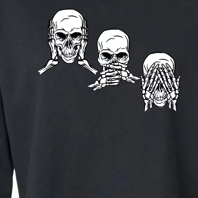 Three Skulls Head Cropped Pullover Crew