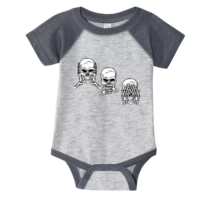 Three Skulls Head Infant Baby Jersey Bodysuit