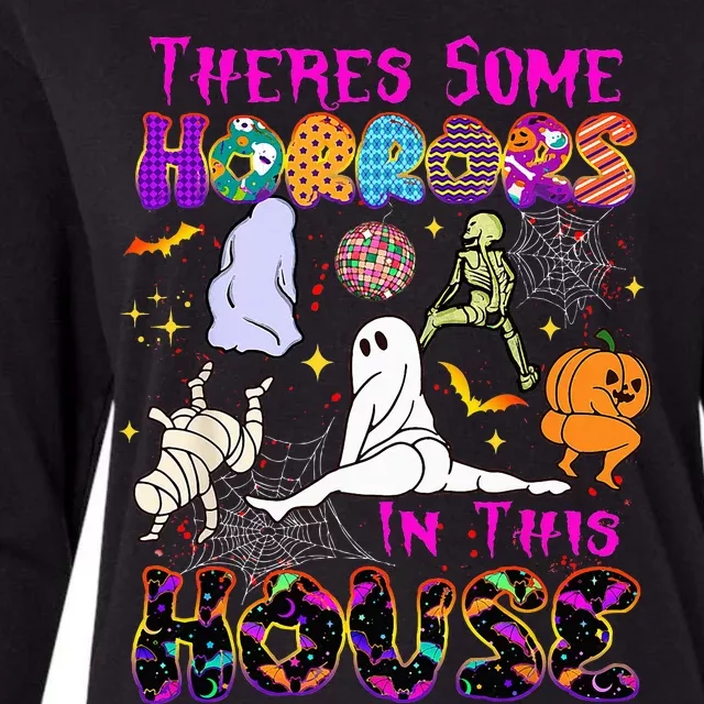 Theres Some Horrors In This House Ghost Pumpkin Halloween Womens Cotton Relaxed Long Sleeve T-Shirt