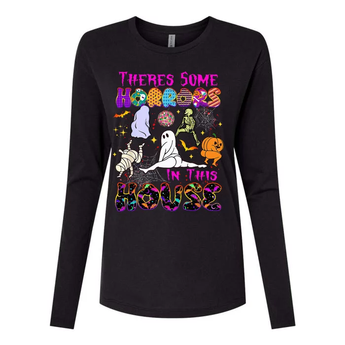 Theres Some Horrors In This House Ghost Pumpkin Halloween Womens Cotton Relaxed Long Sleeve T-Shirt