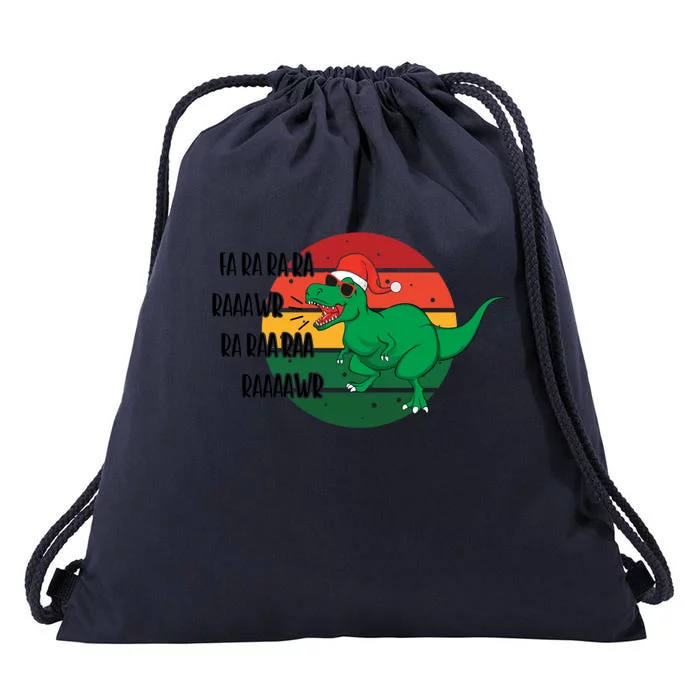 Trex Santa Hat Fa Ra Ra Rawr Vintage Dinosaur Christmas Gift Drawstring Bag