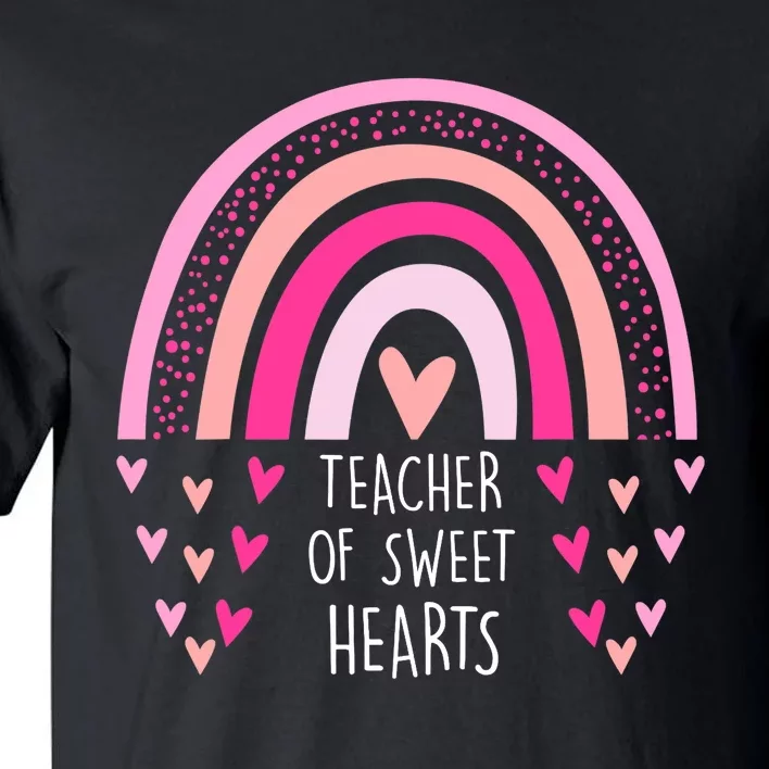 Teacher Sweet Hearts Rainbow PreK Teacher Valentines Day Tall T-Shirt