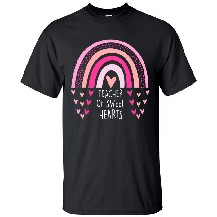 Teacher Sweet Hearts Rainbow PreK Teacher Valentines Day Tall T-Shirt