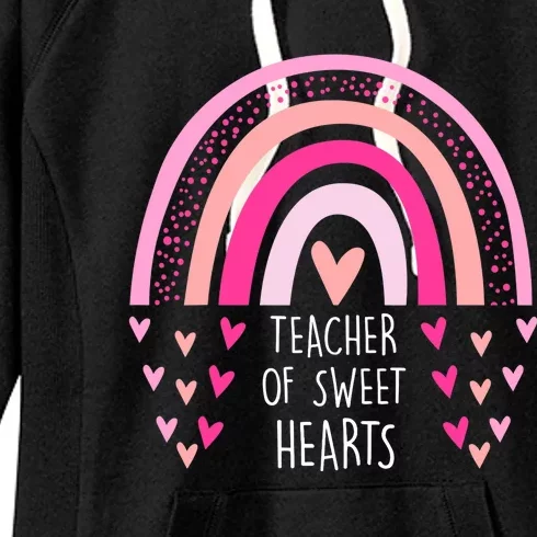 Teacher Sweet Hearts Rainbow PreK Teacher Valentines Day Women's Fleece Hoodie