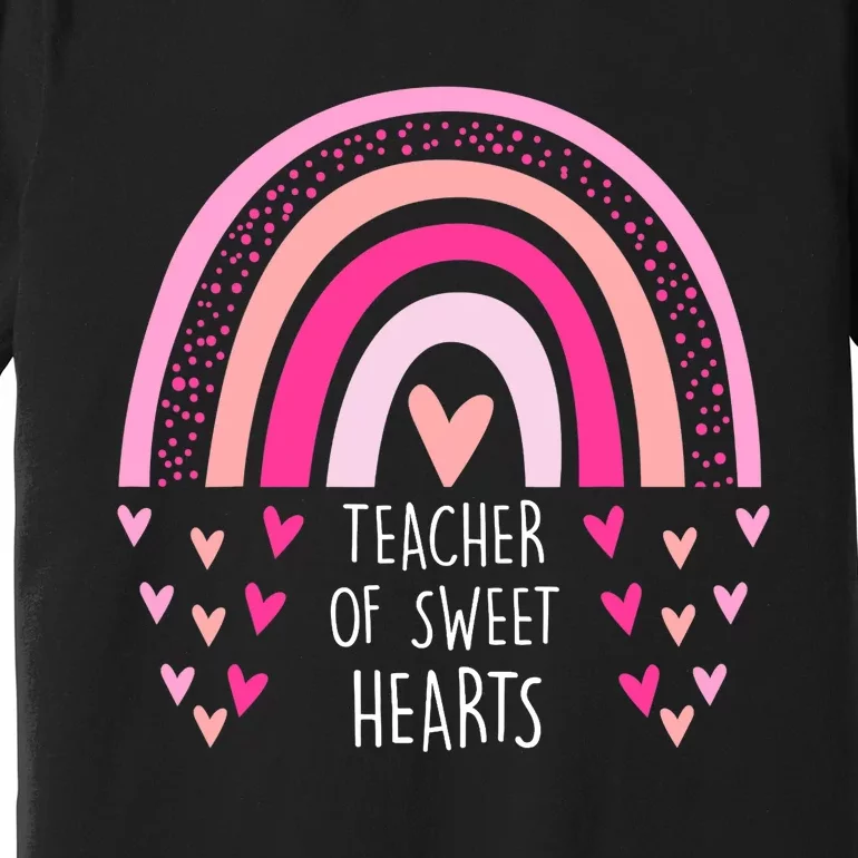 Teacher Sweet Hearts Rainbow PreK Teacher Valentines Day Premium T-Shirt