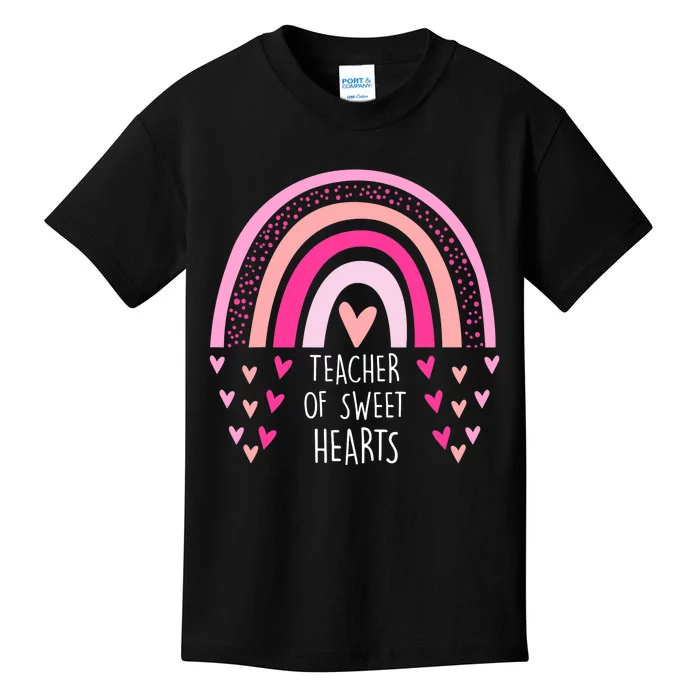 Teacher Sweet Hearts Rainbow PreK Teacher Valentines Day Kids T-Shirt