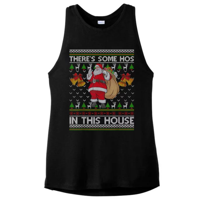 ThereS Some Hos In This House Santa Ugly Christmas Sweater Ladies Tri-Blend Wicking Tank