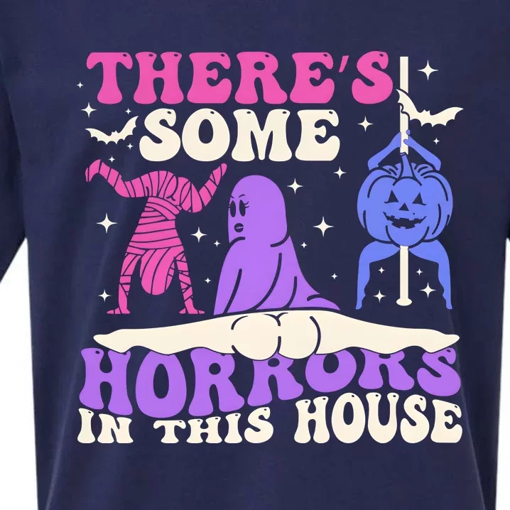 Theres Some Horrors In This House Funny Dancing Ghost Halloween Sueded Cloud Jersey T-Shirt