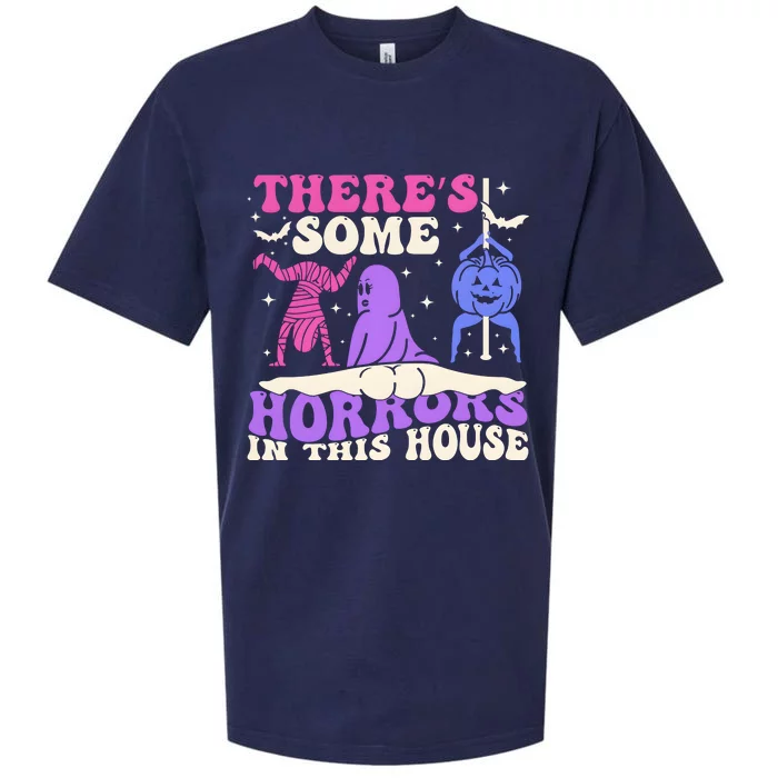 Theres Some Horrors In This House Funny Dancing Ghost Halloween Sueded Cloud Jersey T-Shirt