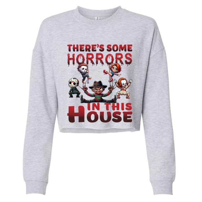 ThereS Some Horrors In This House Funny Horror Characters Cropped Pullover Crew