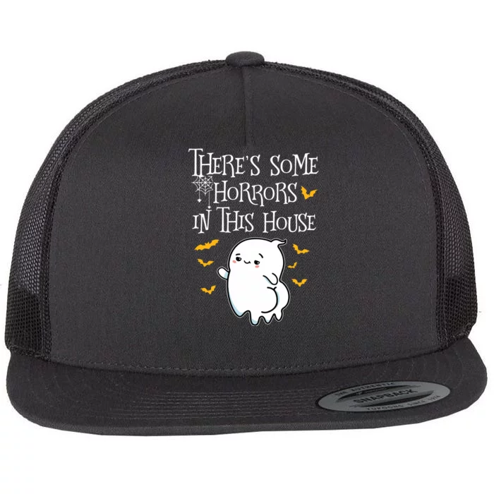 Theres Some Horrors In This House Booty Ghost Flat Bill Trucker Hat