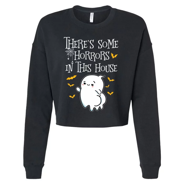 Theres Some Horrors In This House Booty Ghost Cropped Pullover Crew