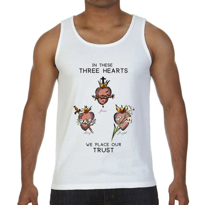 Three Sacred Hearts Of Jesus Mary Joseph Jmj Catholic Comfort Colors® Tank Top