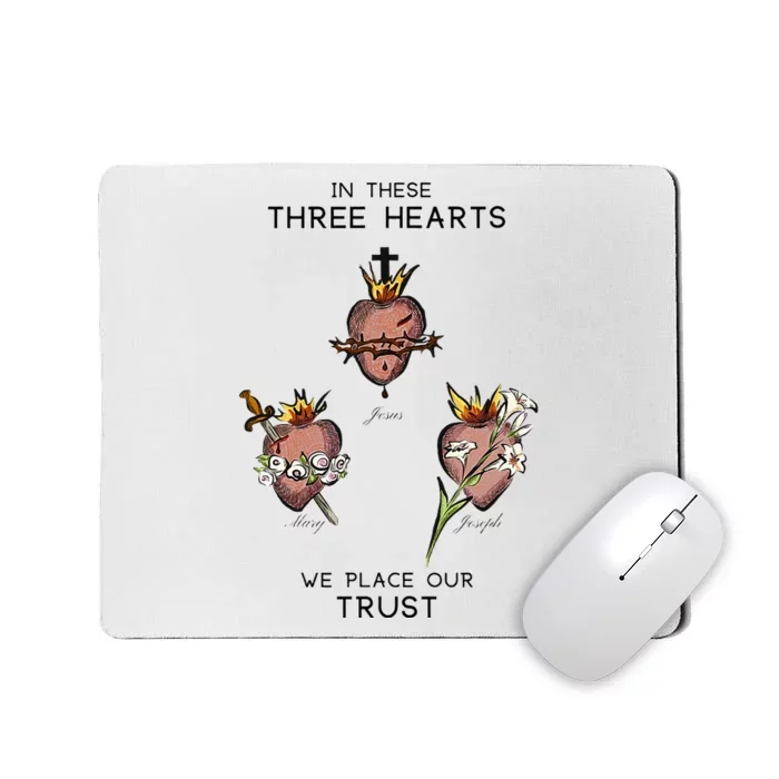 Three Sacred Hearts Of Jesus Mary Joseph Jmj Catholic Mousepad